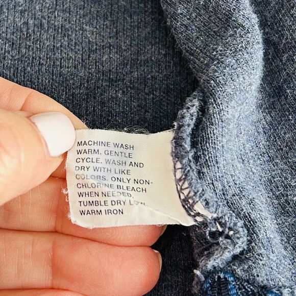 GAP Pullover Shirt Men Large Blue Crew Knit Cotton Slit Outdoor Comfy Fisherman - Picture 4 of 11